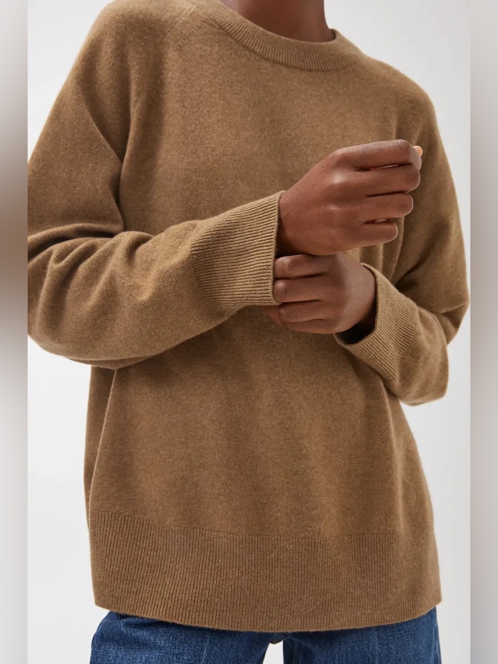 Arket Oversized Cashmere Sweater Crewneck Sweater Camel Size Medium